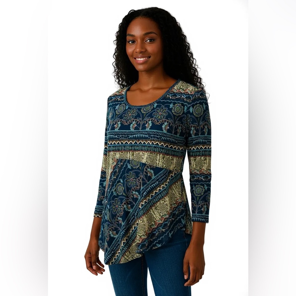 Multiples, women’s blouse, extra small. Bohemian style. Multicolor.
